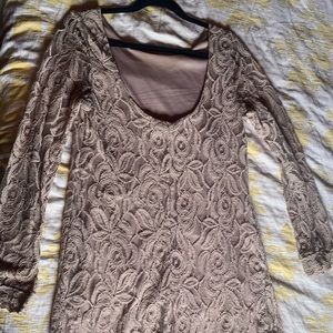 Lace Dress - Long Sleeved, Low cut back